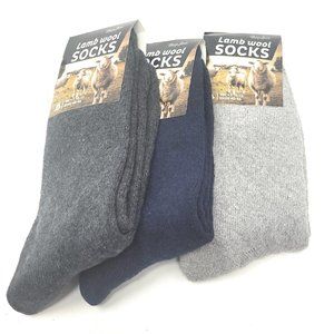 3 x Men Lamb Wool Warm Crew Socks, Solid Prints